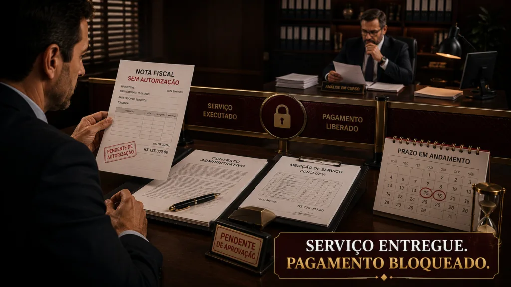 Atraso de pagamento em contrato público e bloqueio da nota fiscal
